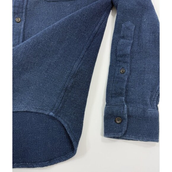 Taylor Stitch Mens Jack Shirt Sz Small 38 Dark Indigo Organic Cotton Waffle Knit - Picture 5 of 10